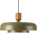 Two Layer Wood Green Brass Pendant Lamp