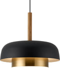 Dual Layer Wood Black Gold Pendant Light