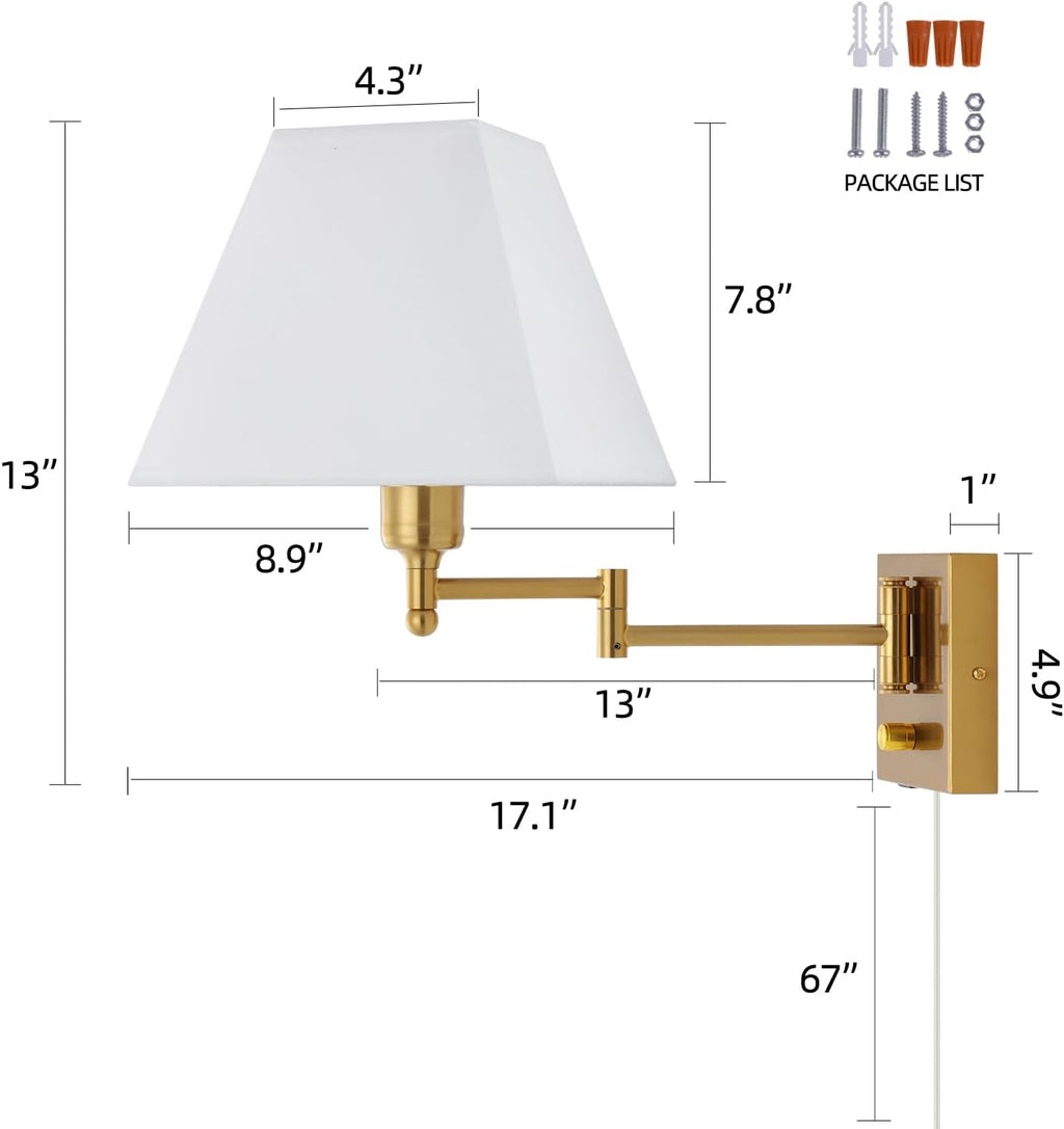 Swing Arm USB Dimmable Gold Wall Sconce