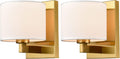 Two Pack Gold Linen Drum Wall Sconces