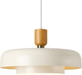 Two Tier Cream Wood Brass Pendant Light