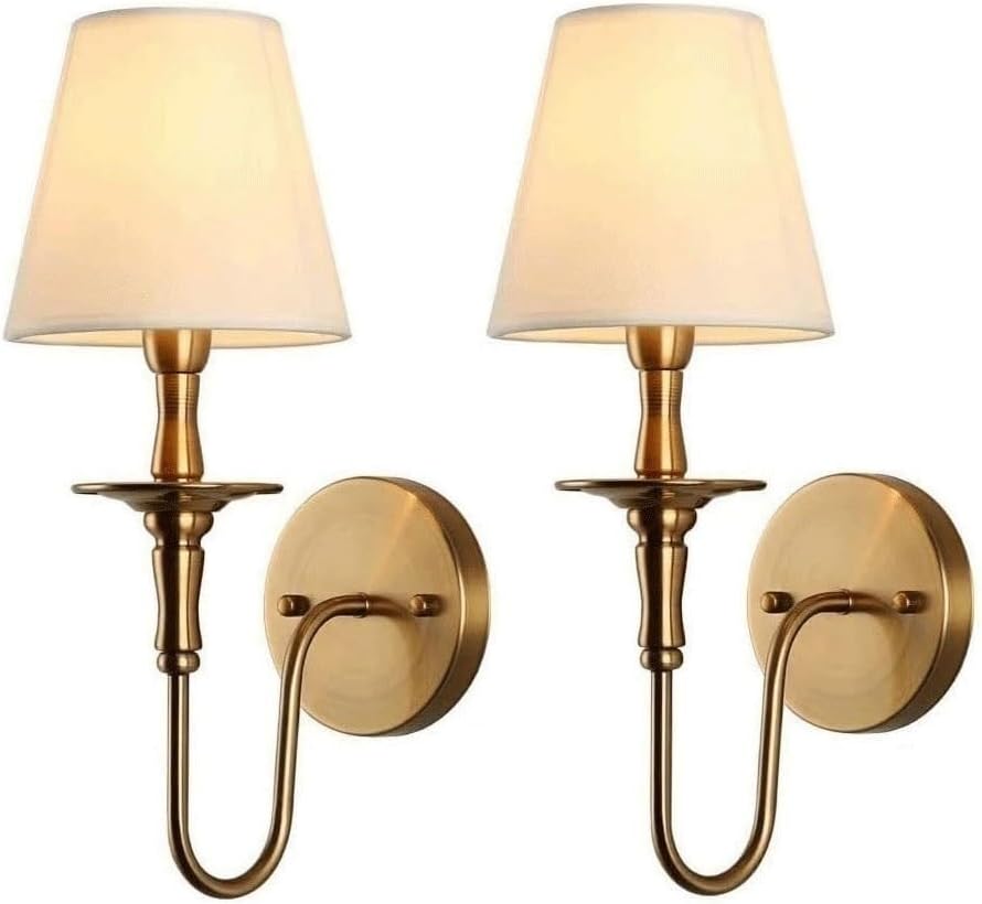 Two Pack Vintage Curved Brass Wall Sconces