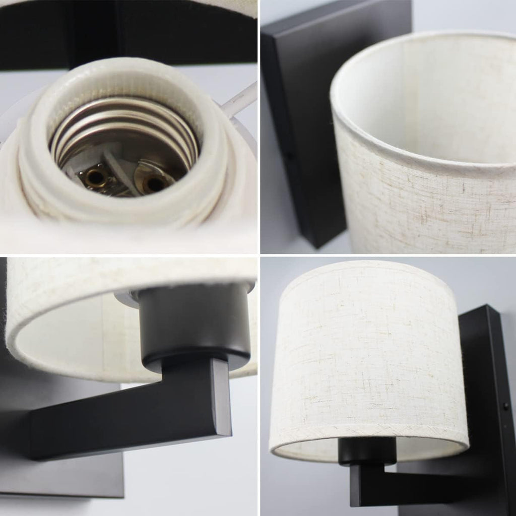 Two Pack Black Drum Fabric Wall Sconces