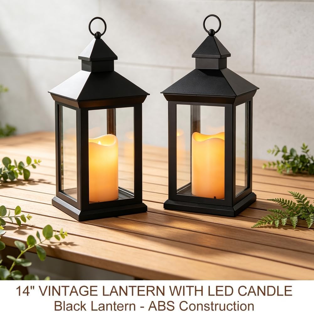 Two Pack Vintage LED Candle Lanterns
