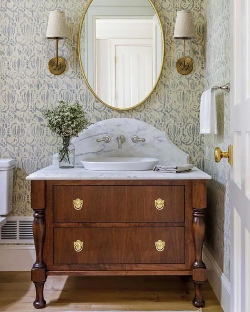 Two Pack Vintage Brass Linen Wall Sconces