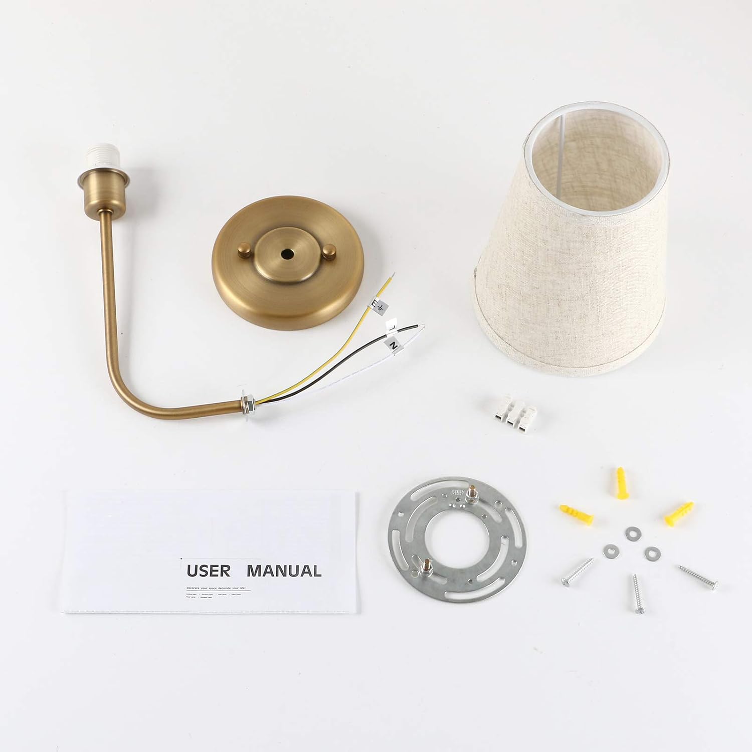 Two Pack Vintage Brass Linen Wall Sconces