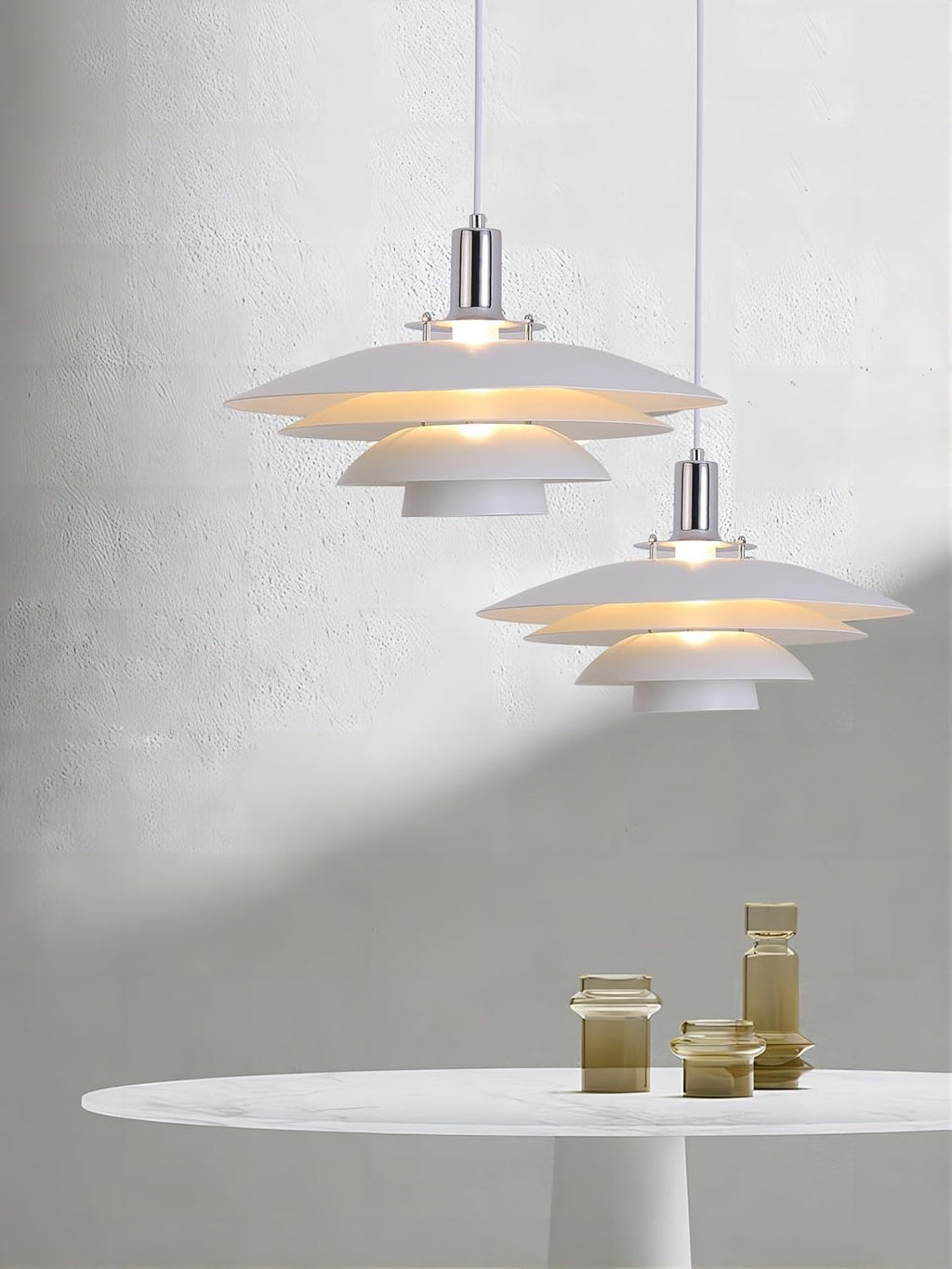 Four Tier White Metal Pendant Lamp