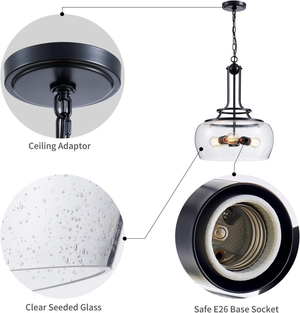 Rustic Glass Shade Round Pendant Light