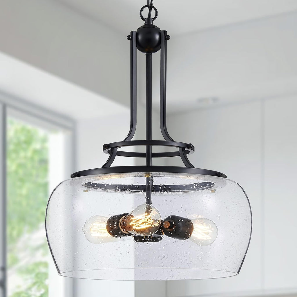 Rustic Glass Shade Round Pendant Light