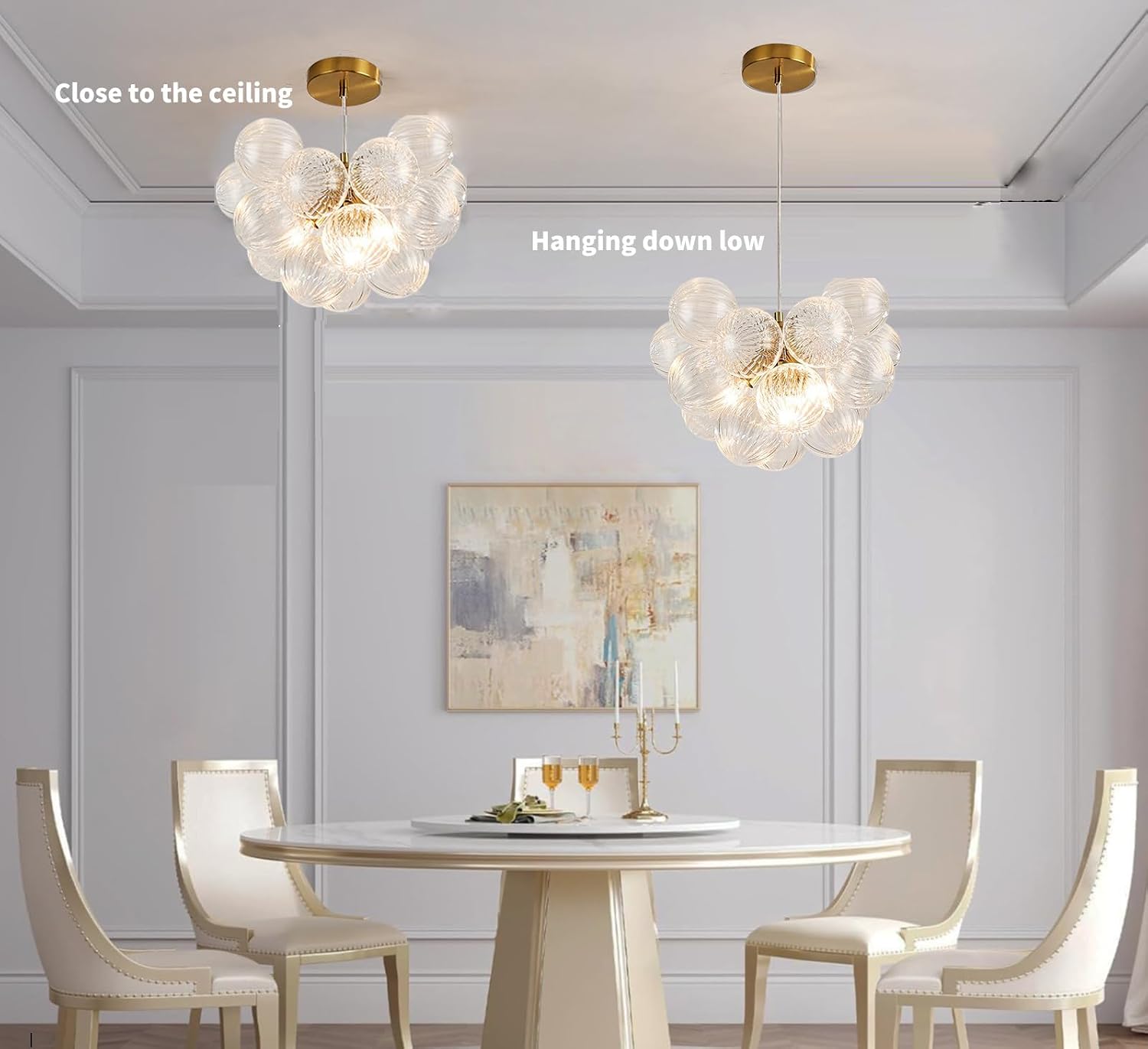 Four Lights Bubble Glass Modern Chandelier