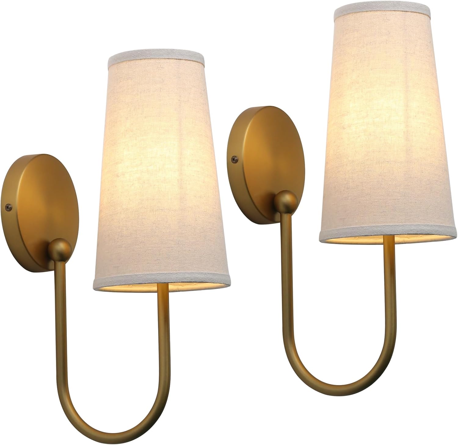Two Pack Cone Linen Brass Wall Sconces