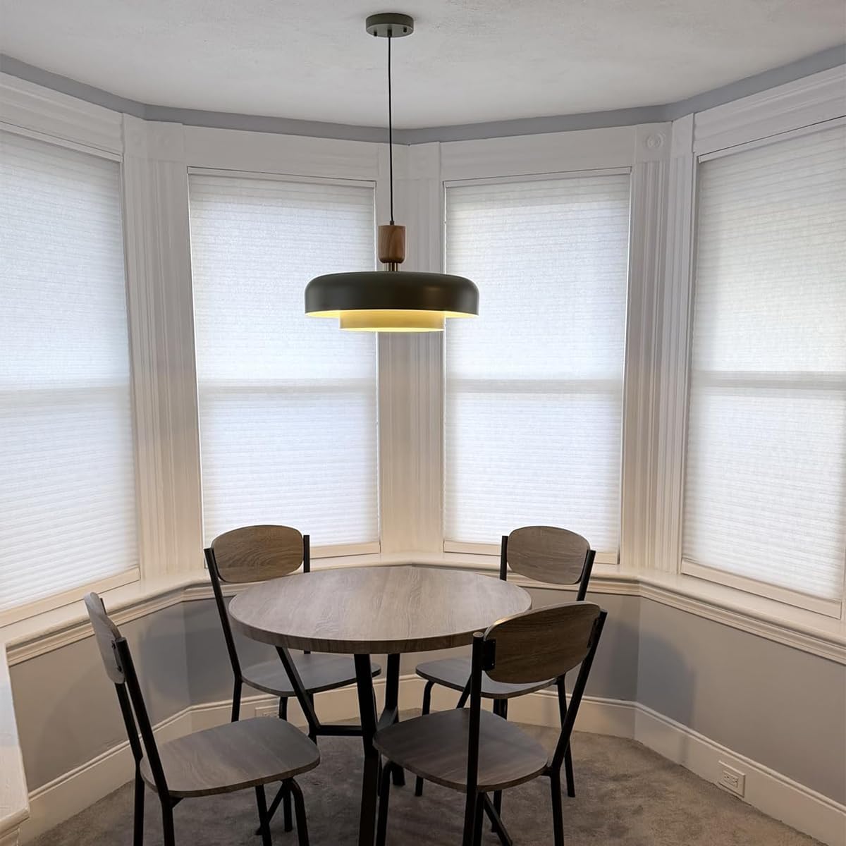 Two Layer Wood Green Brass Pendant Lamp