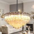 Small Round Adjustable Glass Chandelier
