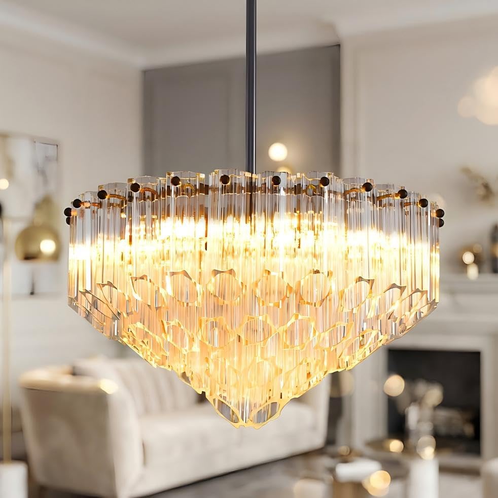 Small Round Adjustable Glass Chandelier