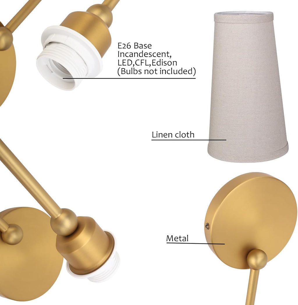 Two Pack Cone Linen Brass Wall Sconces