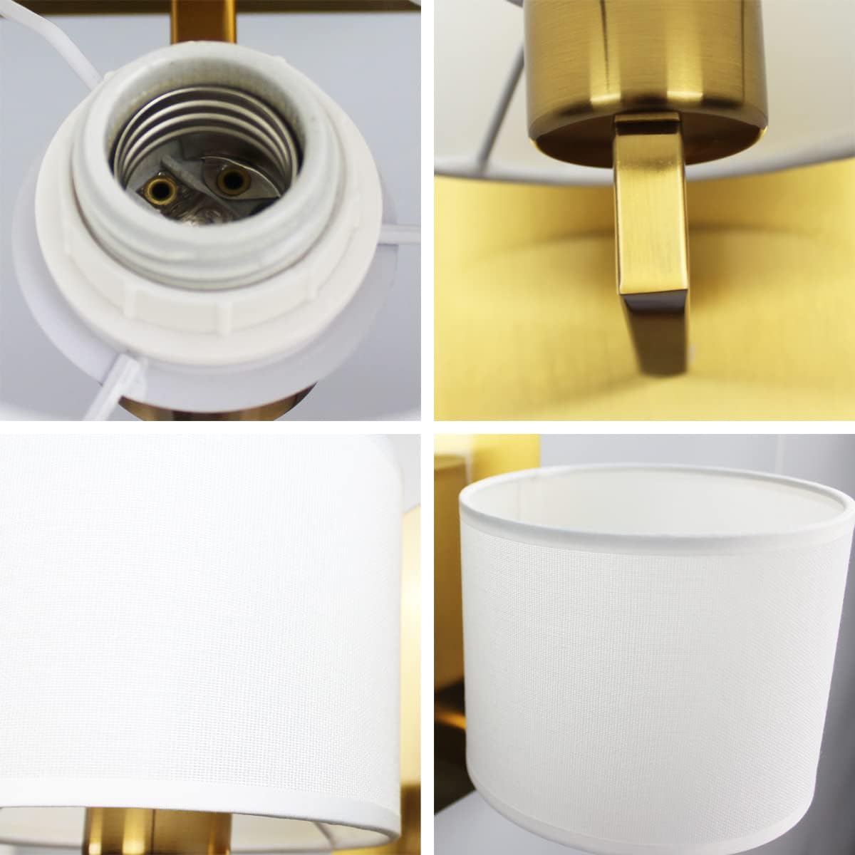 Two Pack Gold Linen Drum Wall Sconces