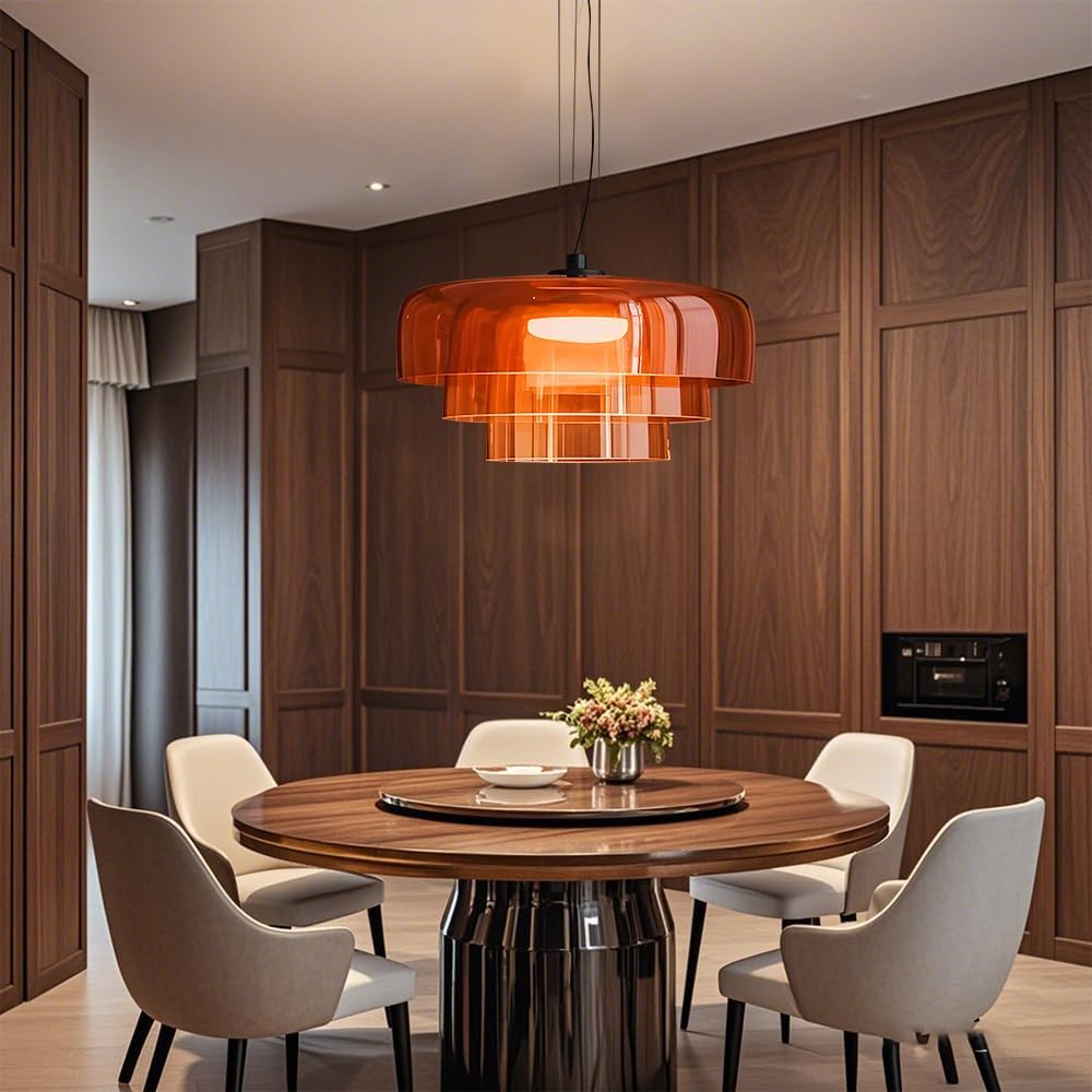 Orange Mid Century Kitchen Pendant Lamp