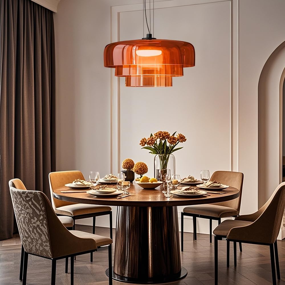 Orange Mid Century Kitchen Pendant Lamp