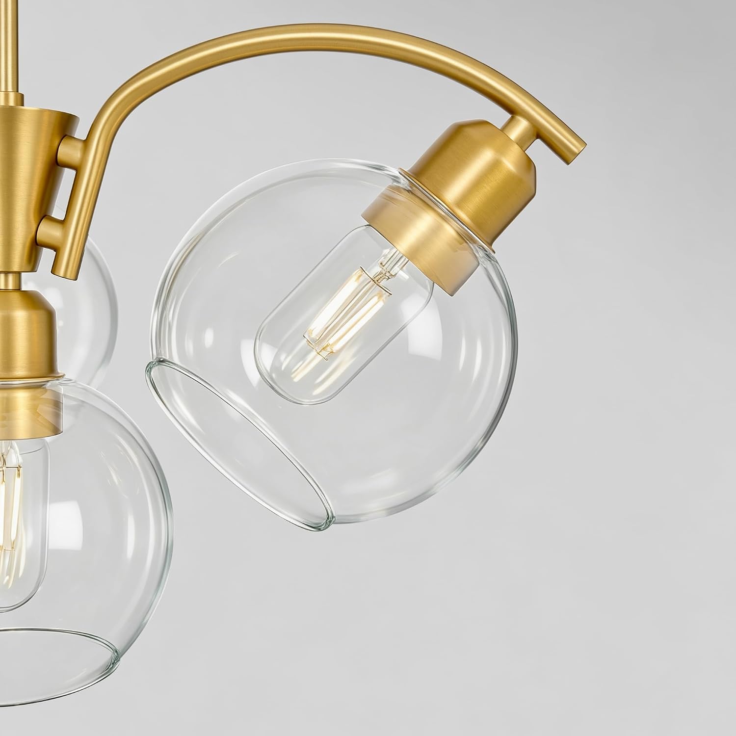 Four Light Globe Glass Gold Chandelier