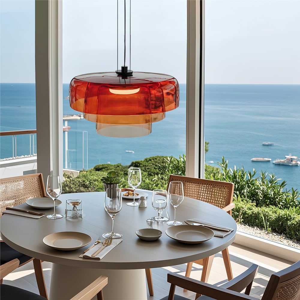 Orange Mid Century Kitchen Pendant Lamp
