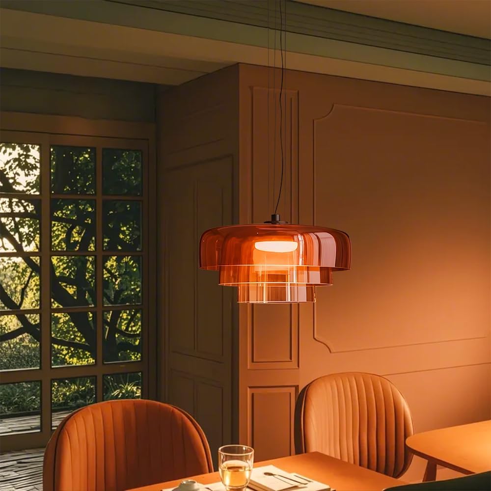 Orange Mid Century Kitchen Pendant Lamp