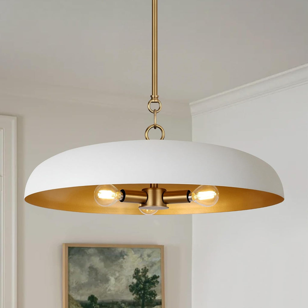 Three Lights White Gold Dome Chandelier
