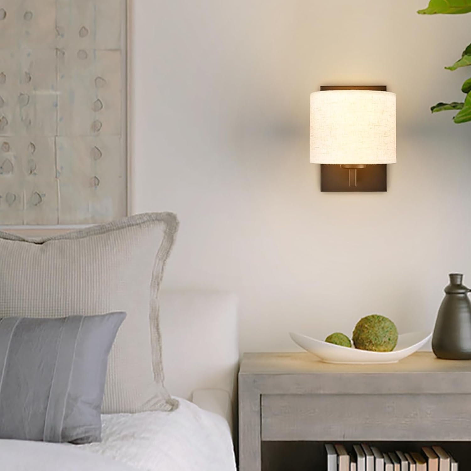 Two Pack Black Drum Fabric Wall Sconces