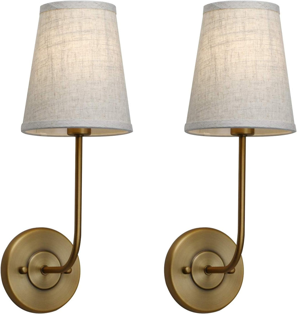 Two Pack Vintage Brass Linen Wall Sconces