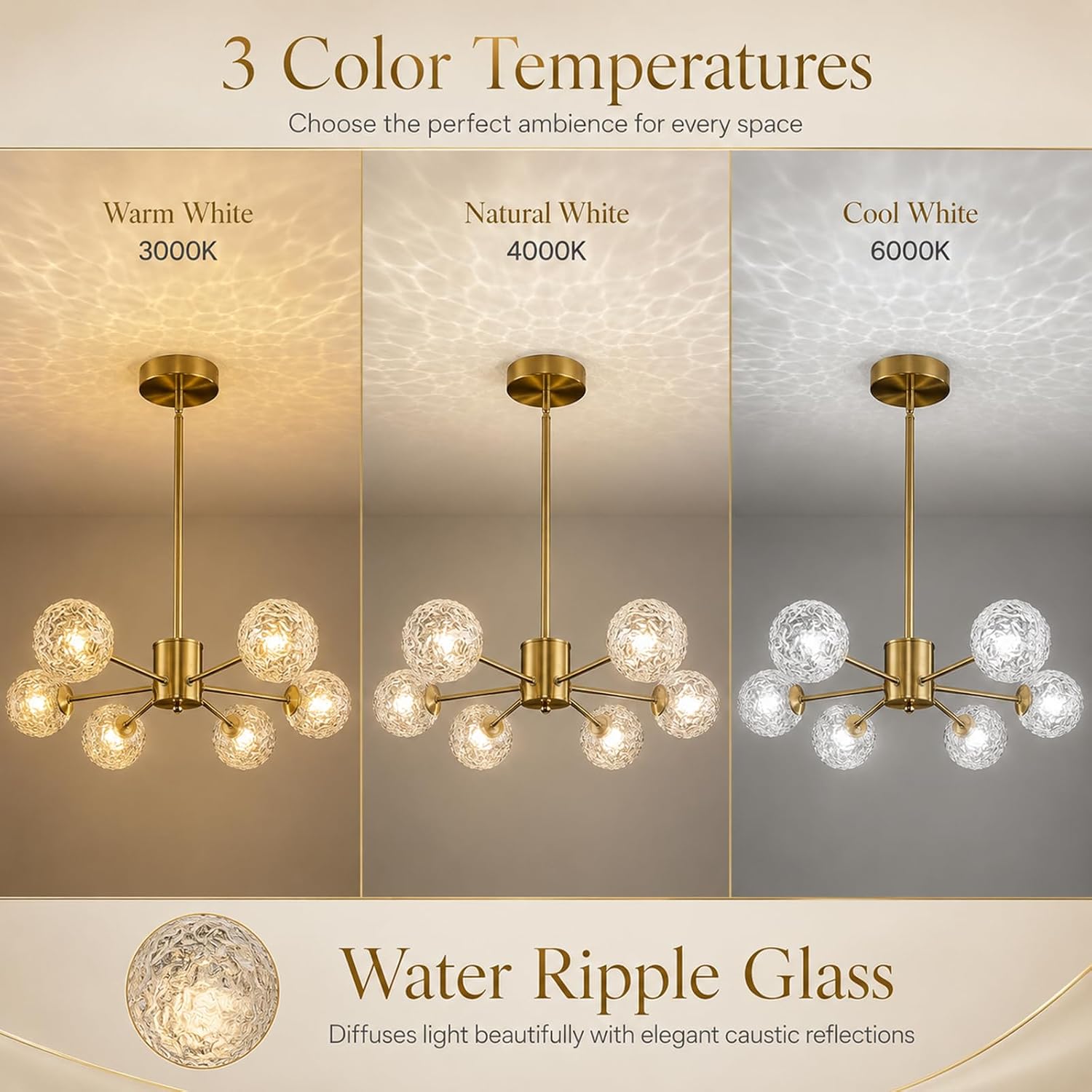 Six Light Glass Globe Modern Chandelier