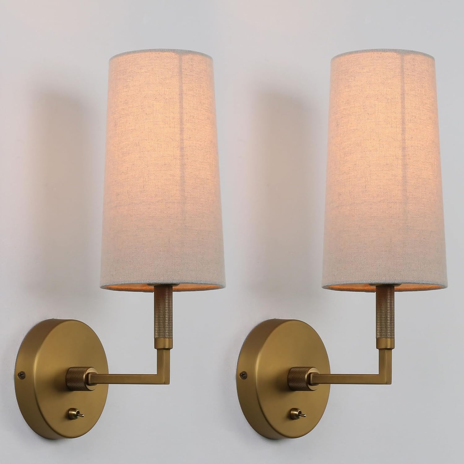 Two Pack Brass Linen Indoor Wall Sconces