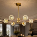 Six Light Glass Globe Modern Chandelier