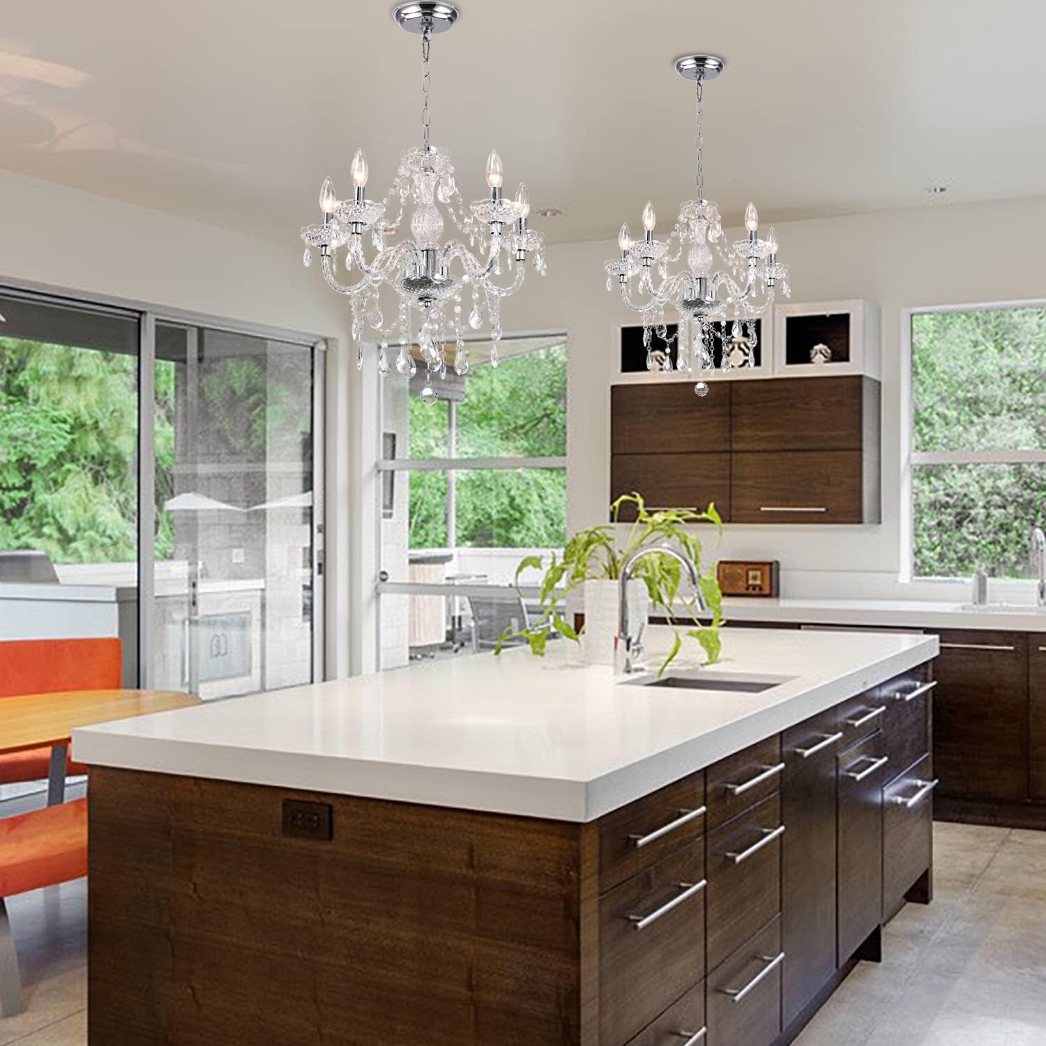 Five Light Acrylic Crystal Chandelier