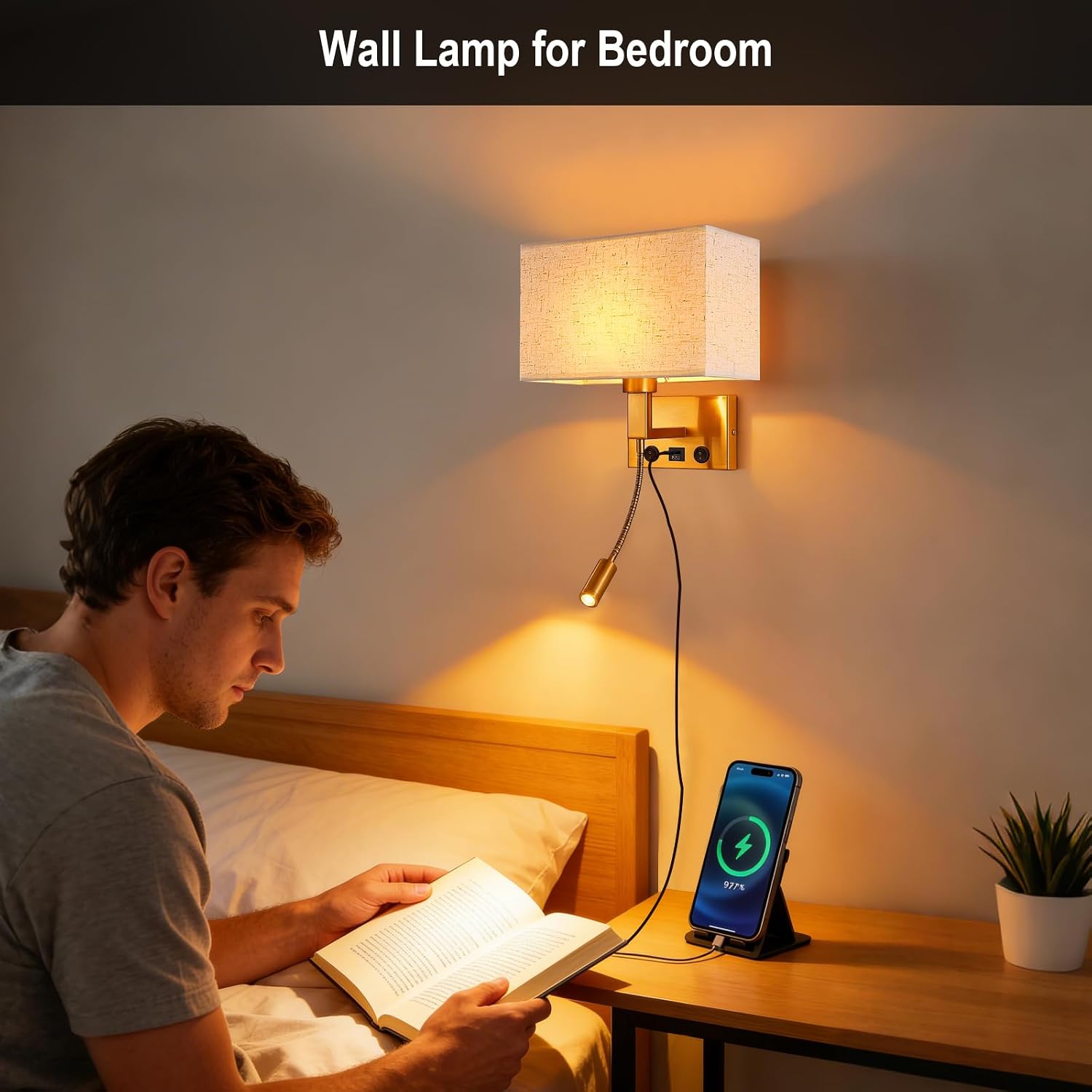 USB Charging Bedside Reading Wall Sconces