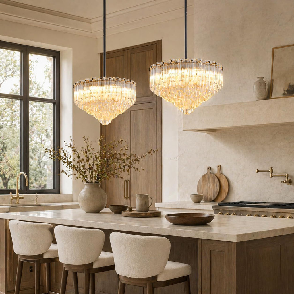 Small Round Adjustable Glass Chandelier