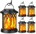 Four Pack Flame Solar Hanging Lanterns