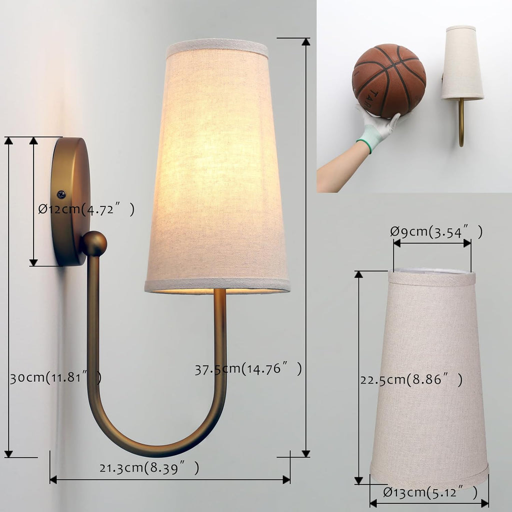Two Pack Cone Linen Brass Wall Sconces