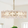 Six Light Floral Glass Gold Chandelier