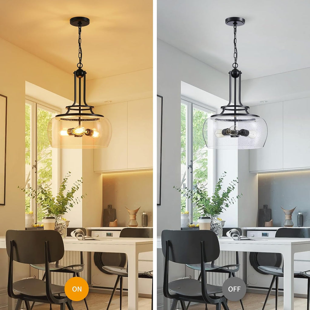 Rustic Glass Shade Round Pendant Light