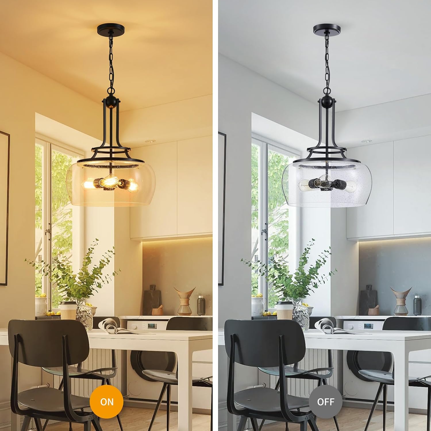 Rustic Glass Shade Round Pendant Light