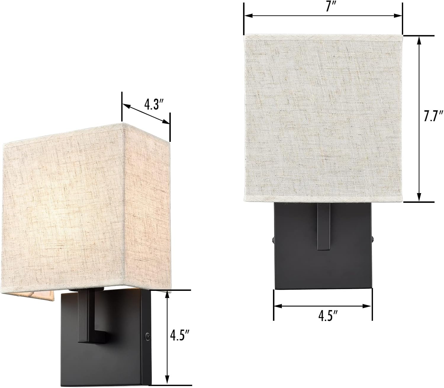 Two Pack Dimmable Linen Fabric Wall Sconces
