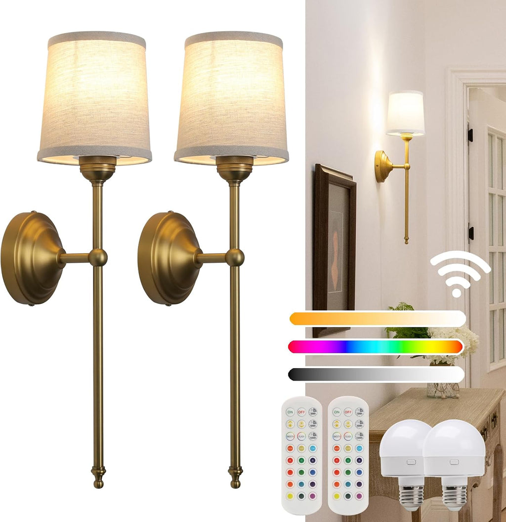 Two Pack RGB Rechargeable Fabric Wall Sconces