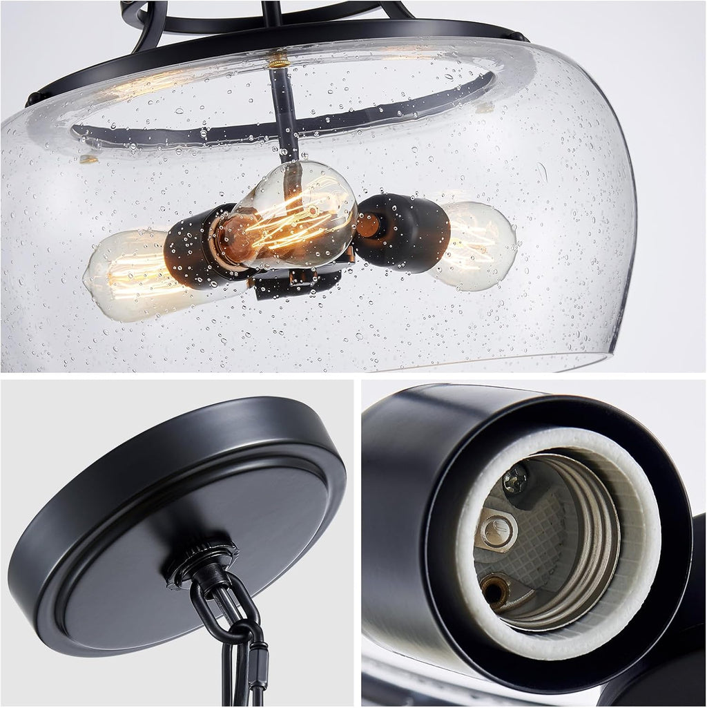 Rustic Glass Shade Round Pendant Light