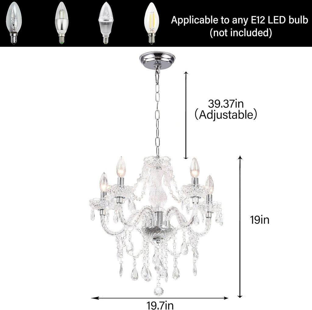 Five Light Acrylic Crystal Chandelier