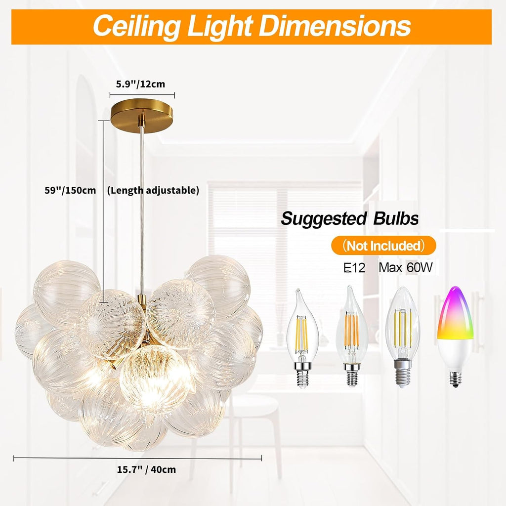 Four Lights Bubble Glass Modern Chandelier