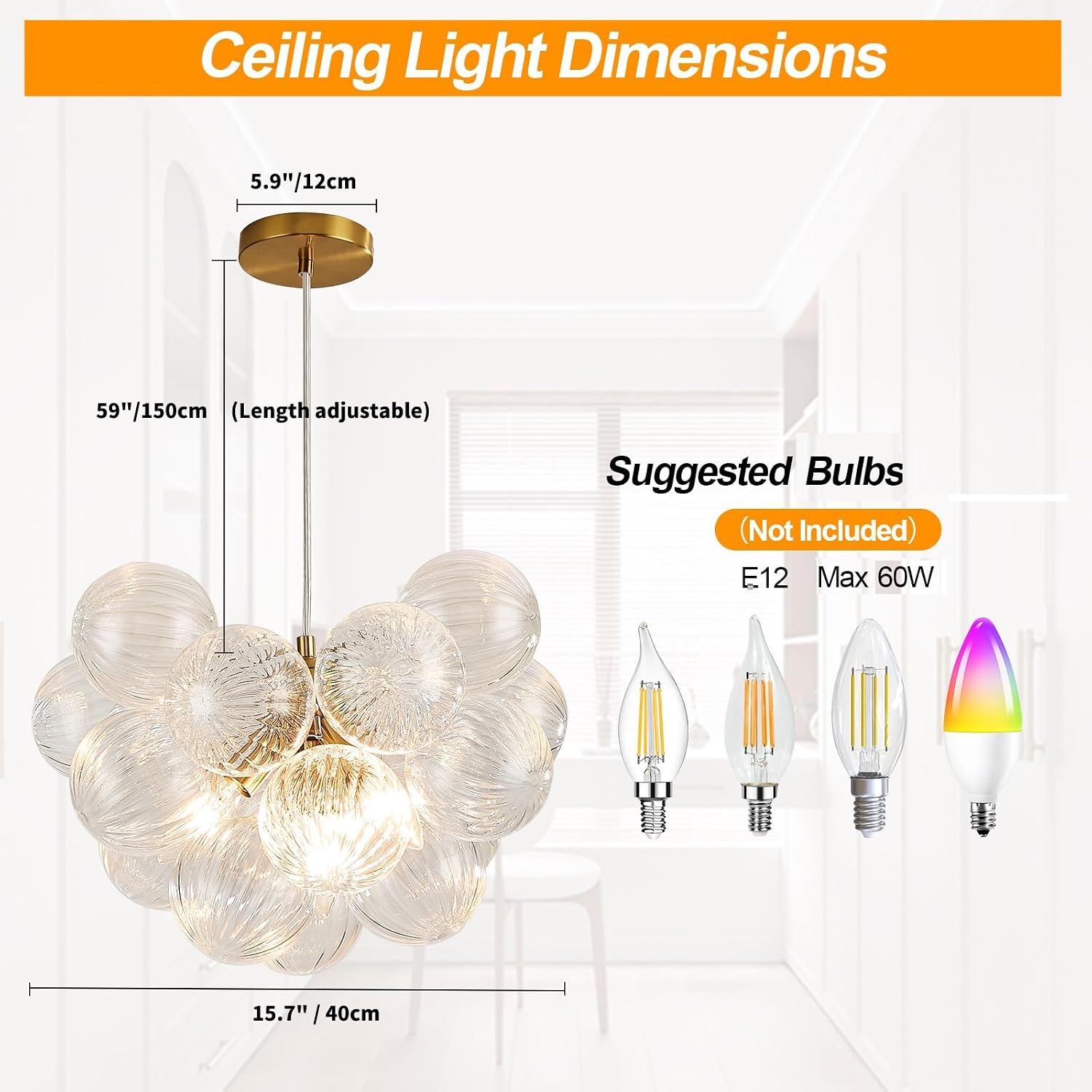 Four Lights Bubble Glass Modern Chandelier