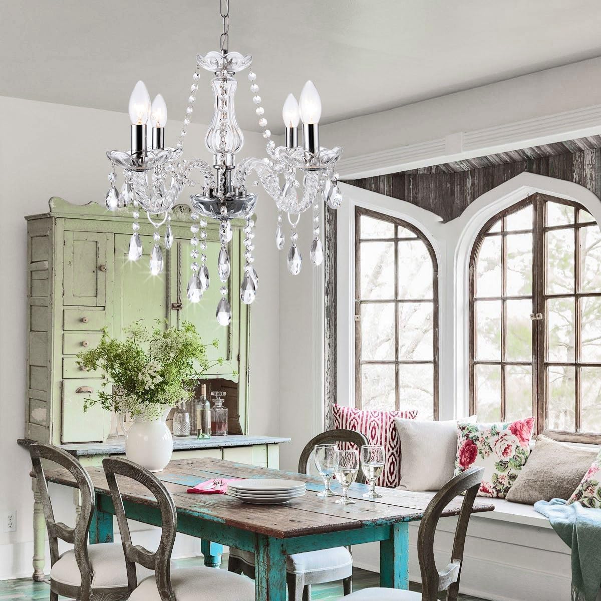 Adjustable Mini Four Light Crystal Chandelier