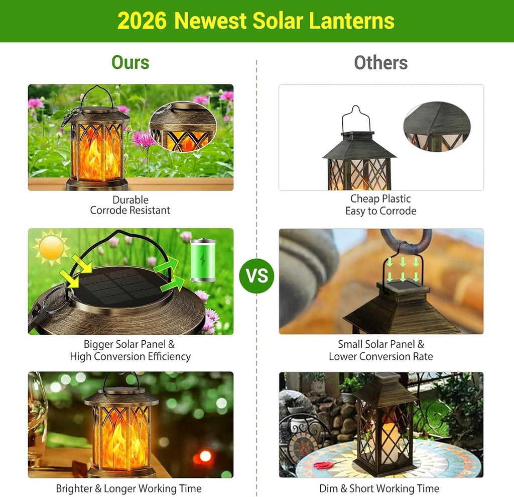 Flame Effect Waterproof Hanging Solar Lanterns