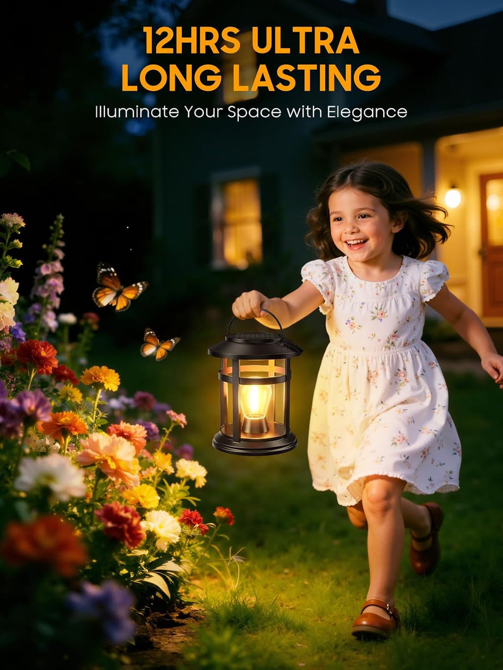 Two Pack Warm Solar Outdoor Lanterns