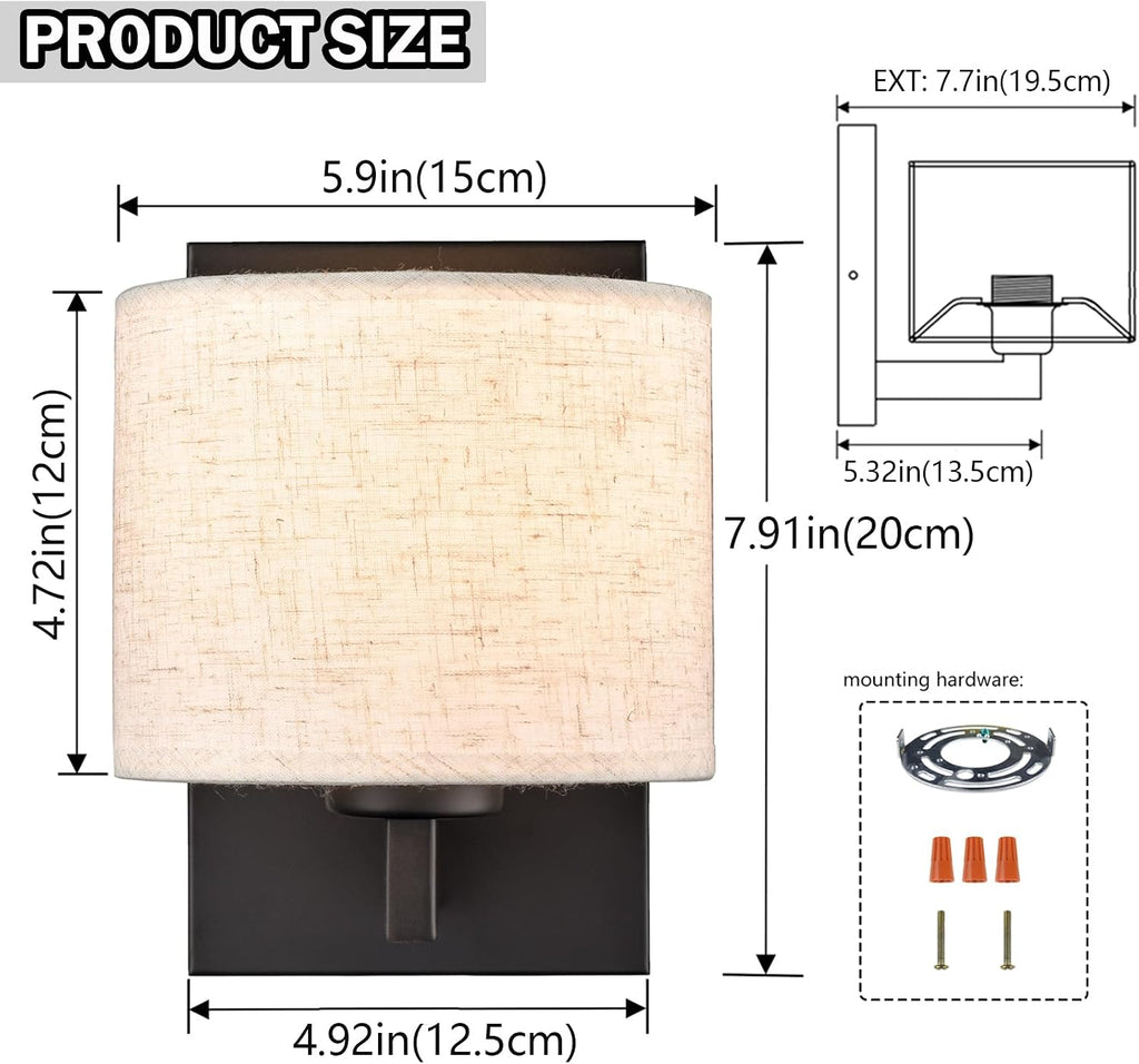 Two Pack Black Drum Fabric Wall Sconces