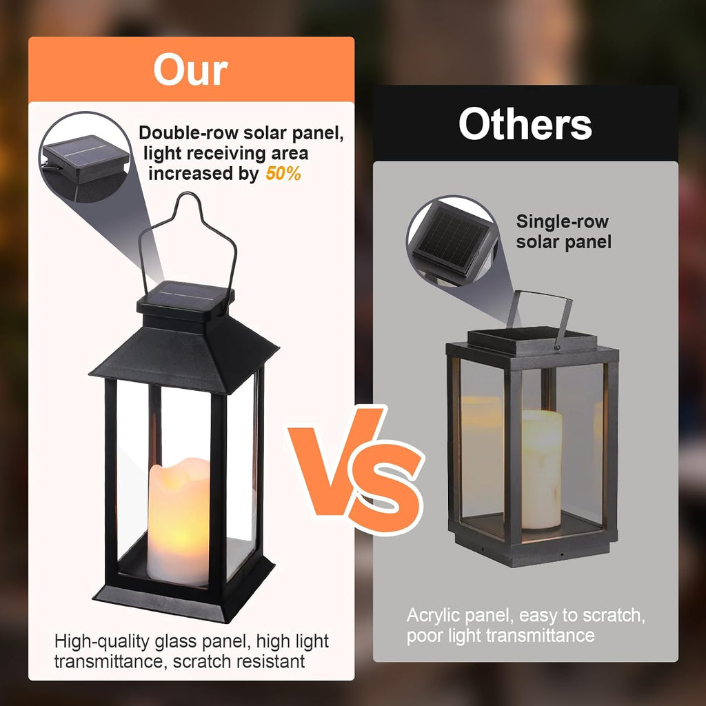 Two Pack Flame Hanging Solar Lanterns